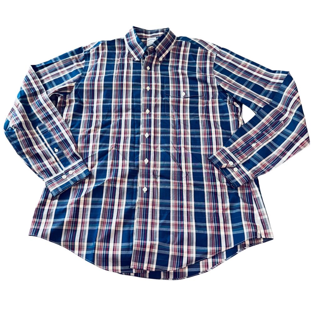 NWOT Brooks Brothers Size Large Slim Fit Plaid Long Sleeve Button Up Shirt Men - Picture 1 of 8